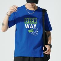 Deerway 德尔惠 夏季短袖T恤男式时尚休闲印花潮流圆领运动T恤