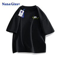 NASA GISS 官方潮牌纯棉短袖男夏季美式半袖t恤情侣款宽松衣服 黑色 M