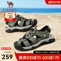 CAMEL 骆驼 2024夏季休闲凉鞋户外沙滩镂空透气免系鞋 G14M307627 浅绿男 39