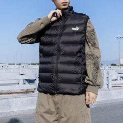 puma彪马立领羽绒背心男运动马甲跑步训练健身休闲马夹
