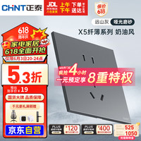正泰（CHNT）开关插座X5系列超薄五孔大面板插座远山灰暗装
