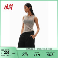 H&M2024夏季女装时尚休闲百搭亚麻混纺西装短裤1224942 黑色 160/72 38