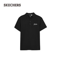 SKECHERS 斯凯奇 夏季新款男士常规针织POLO衫简约L224M072 碳黑/0018 2XL