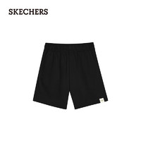 SKECHERS 斯凯奇 夏季新款女子梭织短裤宽松休闲健身裤L224W074 碳黑/0018 M