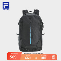FILA 斐乐男士背包2024夏季运动大容量双肩包电脑包 深黑-BK XS