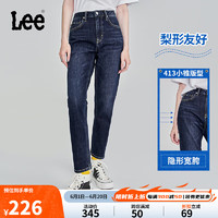 Lee413标准高腰小直脚深蓝色女牛仔裤 深蓝色 28 