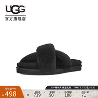 UGG春季女士休闲交叉时尚平底毛拖鞋1138116BLK|黑色39