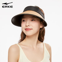 ERKE 鸿星尔克 23新遮阳帽运动帽子女空顶帽太阳沙滩帽户外骑车防晒帽 卡其色