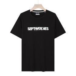 septwolves七匹狼夏季男士大英文logo柔软时尚套头圆领短袖t恤