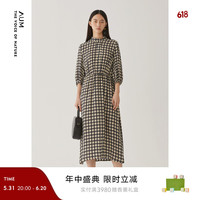 噢姆（AUM）【真丝系列】AUM噢姆2022年春季花稿桑蚕丝七分袖连衣裙 黑黄 M