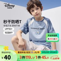 迪士尼（DISNEY）童装儿男童速干短袖T恤防晒运动高弹打底上衣24夏DB421BE13灰140 暗灰丛林