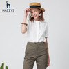 哈吉斯（HAZZYS）女装 夏款宫廷风法式复古纯色衬衫ATCSK13BK51 白色WT 1