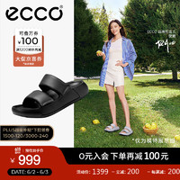 爱步（ECCO）拖鞋女外穿居家两用 24年夏季软底泡芙鞋一字凉拖 科摩206663 黑色20666301001 36