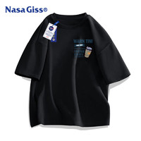 NASA GISS 官方潮牌联名T恤男潮流简约青少年纯棉休闲风短袖上衣 黑色 L