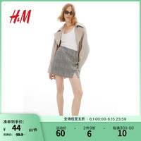 H&M女装半身裙夏季学院风法式修身迷你半身短裙1195395 黑色