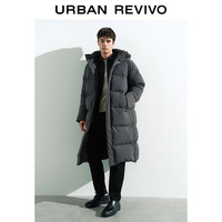 UR秋冬男装潮牌休闲风百搭保暖连帽长款羽绒服UMU130013 中灰 S(XS-S)