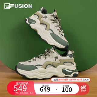 FILA FUSION斐乐潮牌女鞋休闲鞋秋季厚底运动鞋BUBBLE 泡沫白/砾石-WG 36.5