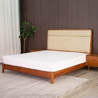 缅甸柚木家具全实木双人床牛皮意式北欧现代简约1.8米主卧1.5牛皮