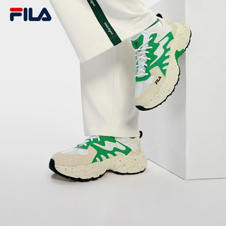 FILA 斐乐FERN女鞋摩登运动鞋秋款户外风老爹鞋休闲鞋 斐乐白/鲜绿色-WK 36.5