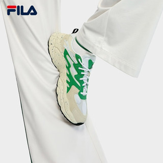 FILA 斐乐FERN女鞋摩登运动鞋秋款户外风老爹鞋休闲鞋 斐乐白/鲜绿色-WK 39