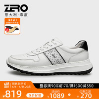 ZERO 零度男鞋2023春季新款时尚潮流运动休闲鞋舒适缓震真皮皮鞋子 白色 39