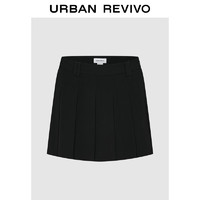 URBAN REVIVO UR2024秋季新款女装时尚学院风压褶廓形短裙半裙UWU540063# 黑色(预售) S