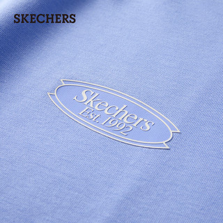 斯凯奇（Skechers）程潇同款夏季女装针织短袖百搭舒适透气圆领T恤L224W015 石英紫/02SJ S