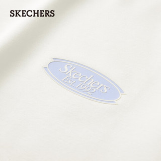 斯凯奇（Skechers）程潇同款夏季女装针织短袖百搭舒适透气圆领T恤L224W015 棉花糖白/0074 M