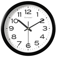 Compas 康巴丝 挂钟客厅钟表挂墙简约创意时钟石英钟现代时钟 7018黑色 25cm