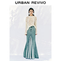 URBAN REVIVO 设计师系列 夏季女士鱼尾牛仔半裙 UWA840012 烟青蓝 L