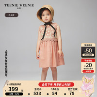 Teenie Weenie Kids小熊童装24夏季女宝宝花朵拼接镂空连衣裙 深粉色 100cm