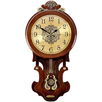 北极星（POLARIS）挂钟客厅创意石英钟表复古时钟卧室木质艺术挂表摆钟62cm 1508木纹