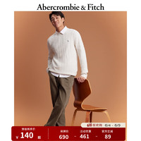 Abercrombie & Fitch 男装 刺绣小麋鹿纯色通勤百搭毛衣美式复古圆领针织衫