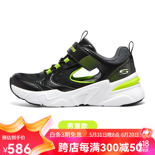 斯凯奇（Skechers）斯凯奇气泡熊童鞋男女童镂空凉鞋夏季款儿童运动鞋子 薄荷气泡熊/黑色/柠檬色/BKLM 36码