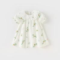 戴維貝拉 商場同款女童印花連衣裙2024新款夏裝兒童裙子童裝寶寶公主裙