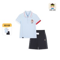 暇步士 童装男童夏季套装POLO衫短袖短裤套装打网球户外运动跑步套装