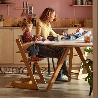 Stokke TrippTrapp宝宝餐椅多功能儿童椅子家用餐桌椅婴儿餐椅成长座椅 【TT三件套】-浅木色