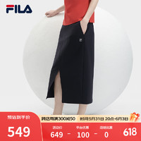 FILA 斐乐女子梭织裙2024夏季时尚休闲基础半身裙一步裙 传奇蓝-NV 160/62A/S