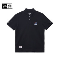 NEW ERA 纽亦华 新款MLB男女情侣款NY LA运动POLO短袖T恤杉-黑色- M