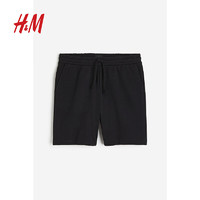 H&M 男装卫裤附侧袋短裤1224295 黑色 180/106