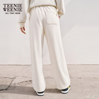 Teenie Weenie小熊&FLABJACKS联名春装宽松直筒长裤休闲卫裤女 乳白色 160/S