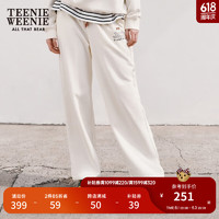 Teenie Weenie小熊&FLABJACKS联名春装宽松直筒长裤休闲卫裤女 乳白色 165/M