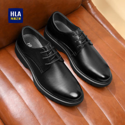 hla海澜之家皮鞋男士头层牛皮鞋子男英伦风正装商务休闲鞋男t347黑色