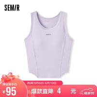 森马（Semir）背心女短款紧身字母2024夏季圆领上衣显瘦100324102001 粉紫A70719