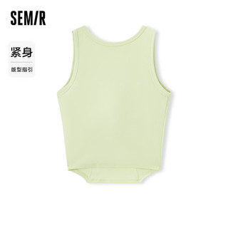 森马（Semir）背心女短款紧身字母2024夏季圆领上衣显瘦100324102001 L 柠绿40173