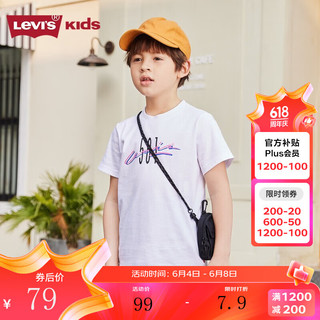 Levi's 李维斯 童装儿童501系列短袖T恤2023夏季新款男女童上衣短t 明亮白 160/76(L)