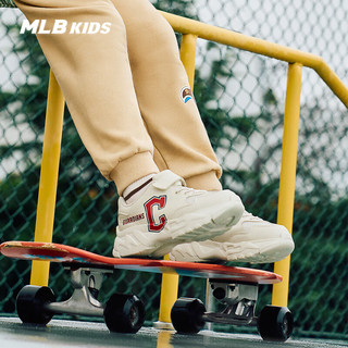 MLB儿童男女童时尚字母印花老爹鞋舒适洋气运动鞋春夏 米白色-C 31码