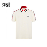 Cavalli Class 2024春夏新款徽标刺绣撞色领休闲透气男式短袖Polo衫 古米黄 50