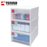 TENMA 天马 塑料内衣袜子抽屉收纳盒12升 可视透明抽屉盒 两个装 FE29