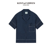 KENT&CURWEN/肯迪文夏季女士短袖休闲衬衫纯棉口袋宽松K4766W0031